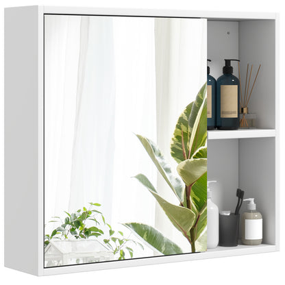 Bathroom Medicine Cabinet with Single Mirror Door-White - White