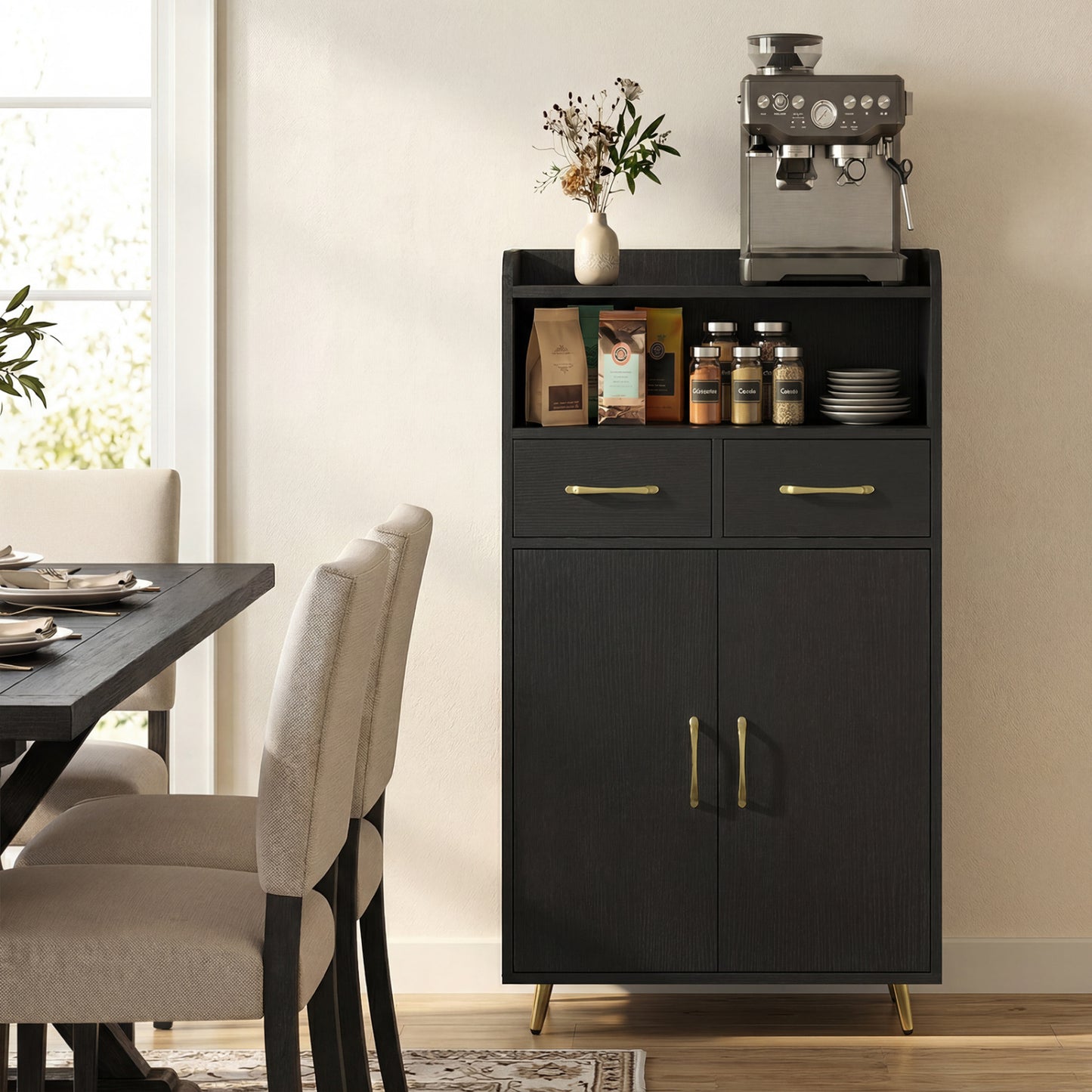 Freestanding Bathroom Storage Cabinet with 2 Drawers & Doors