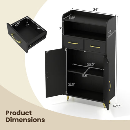 Freestanding Bathroom Storage Cabinet with 2 Drawers & Doors