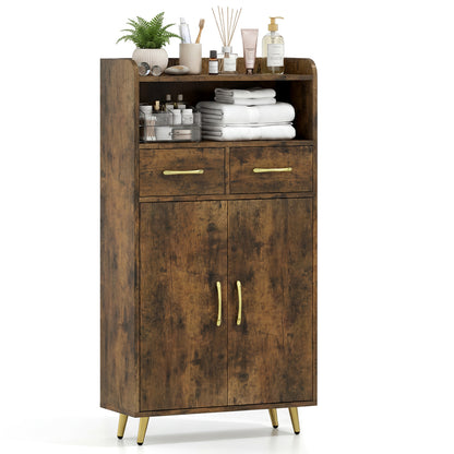 Freestanding Bathroom Storage Cabinet with 2 Drawers & Doors