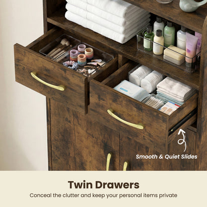 Freestanding Bathroom Storage Cabinet with 2 Drawers & Doors