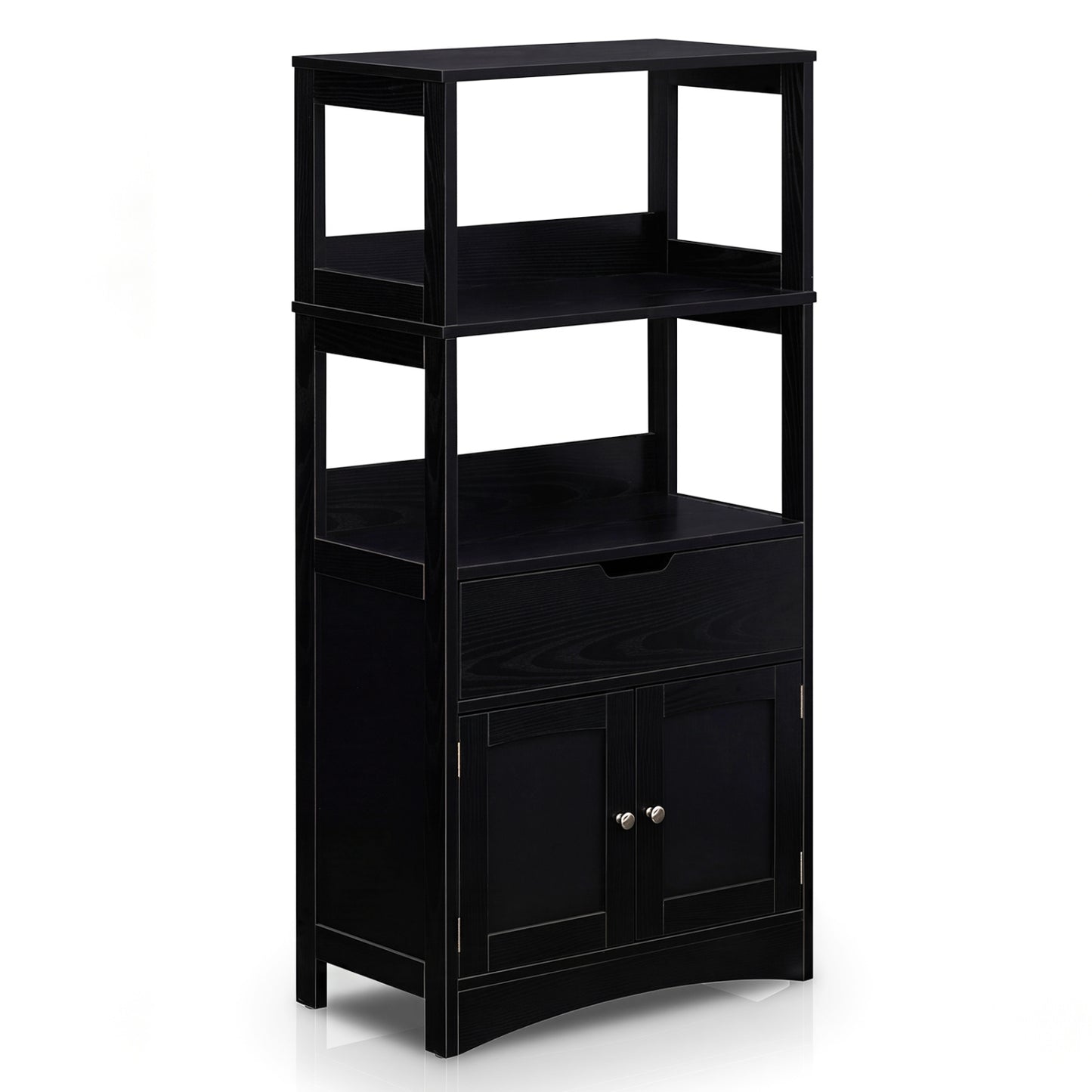 Bathroom Floor Cabinet with Open Shelves and Drawer