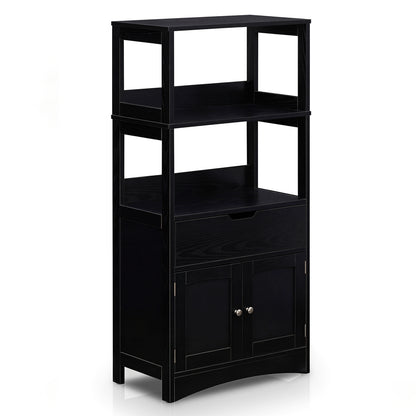 Bathroom Floor Cabinet with Open Shelves and Drawer