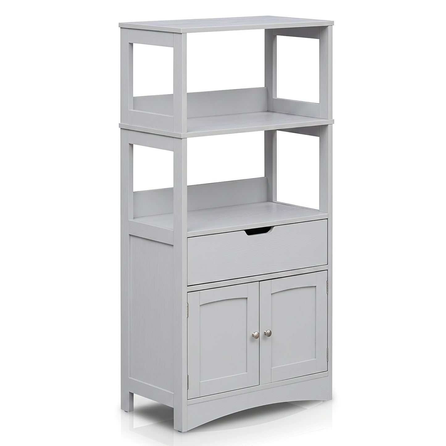 Bathroom Floor Cabinet with Open Shelves and Drawer
