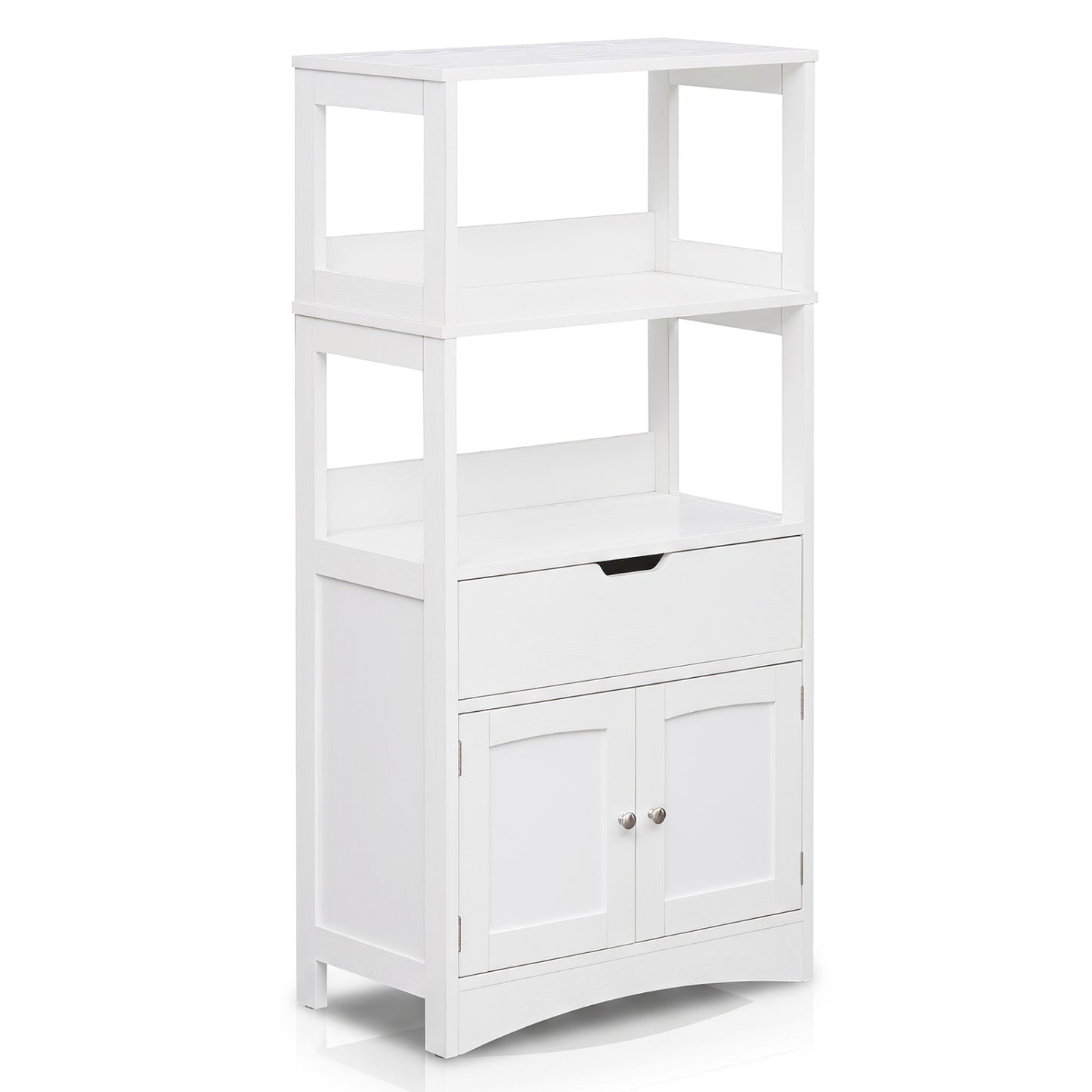 Bathroom Floor Cabinet with Open Shelves and Drawer