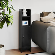 Bathroom Slim Cabinet Corner with Door and Adjustable Shelf-Black