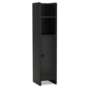 Bathroom Slim Cabinet Corner with Door and Adjustable Shelf-Black