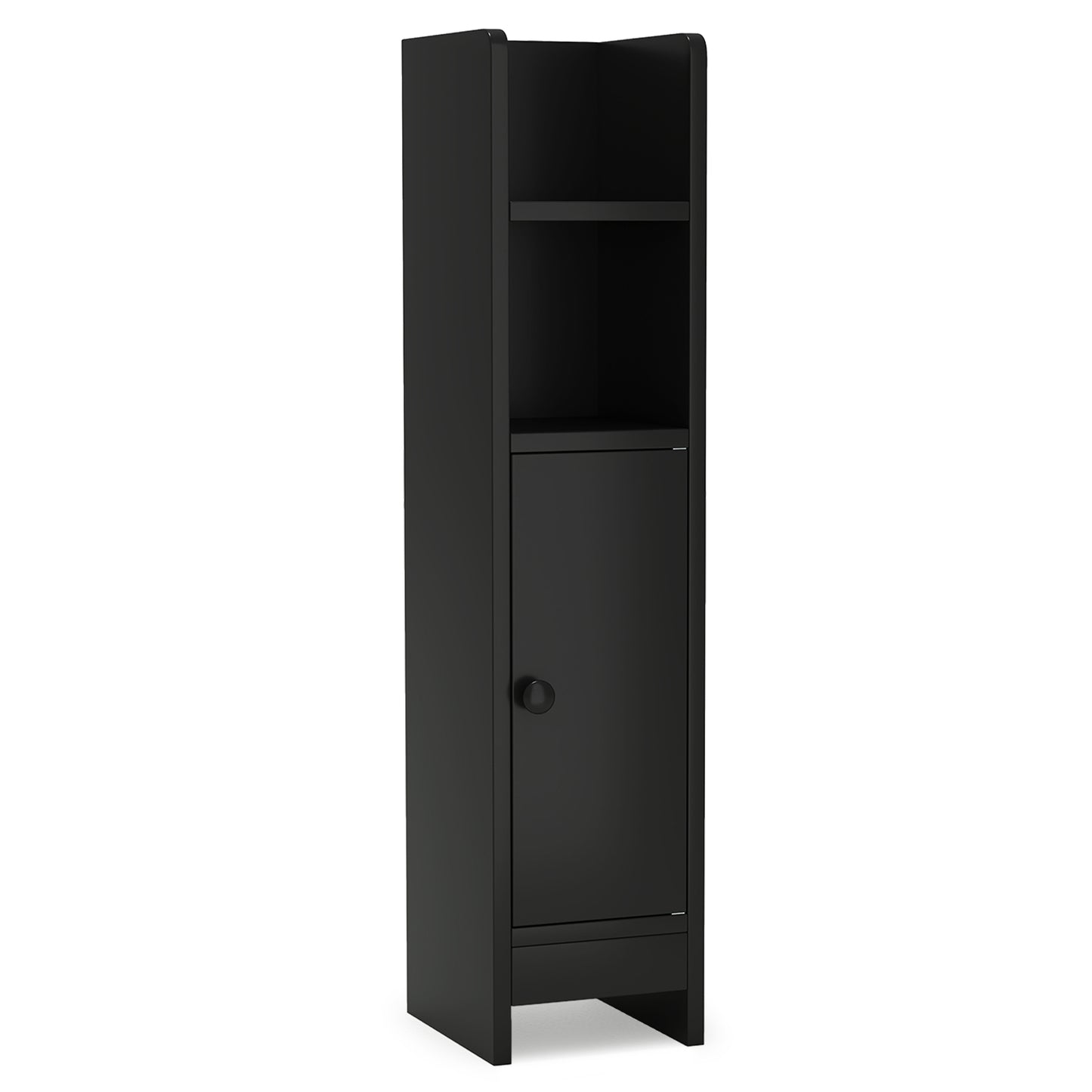 Bathroom Slim Cabinet Corner with Door and Adjustable Shelf-Black - Black