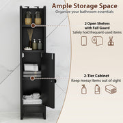 Bathroom Slim Cabinet Corner with Door and Adjustable Shelf-Black