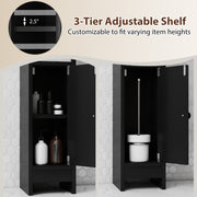 Bathroom Slim Cabinet Corner with Door and Adjustable Shelf-Black