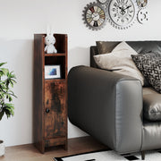 Bathroom Slim Cabinet Corner with Door and Adjustable Shelf-Rustic Brown