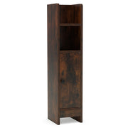 Bathroom Slim Cabinet Corner with Door and Adjustable Shelf-Rustic Brown