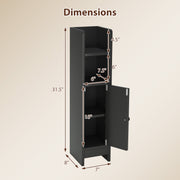 Bathroom Slim Cabinet Corner with Door and Adjustable Shelf-Black