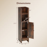 Bathroom Slim Cabinet Corner with Door and Adjustable Shelf-Rustic Brown