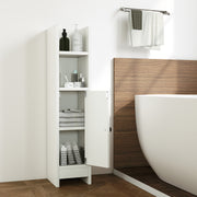 Bathroom Slim Cabinet Corner with Door and Adjustable Shelf-White