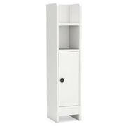 Bathroom Slim Cabinet Corner with Door and Adjustable Shelf-White