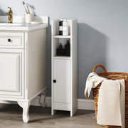 Bathroom Slim Cabinet Corner with Door and Adjustable Shelf-White