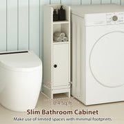 Bathroom Slim Cabinet Corner with Door and Adjustable Shelf-White