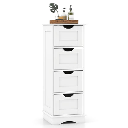 Bathroom Storage Cabinet with Cutout Handles and 4 Drawers-White