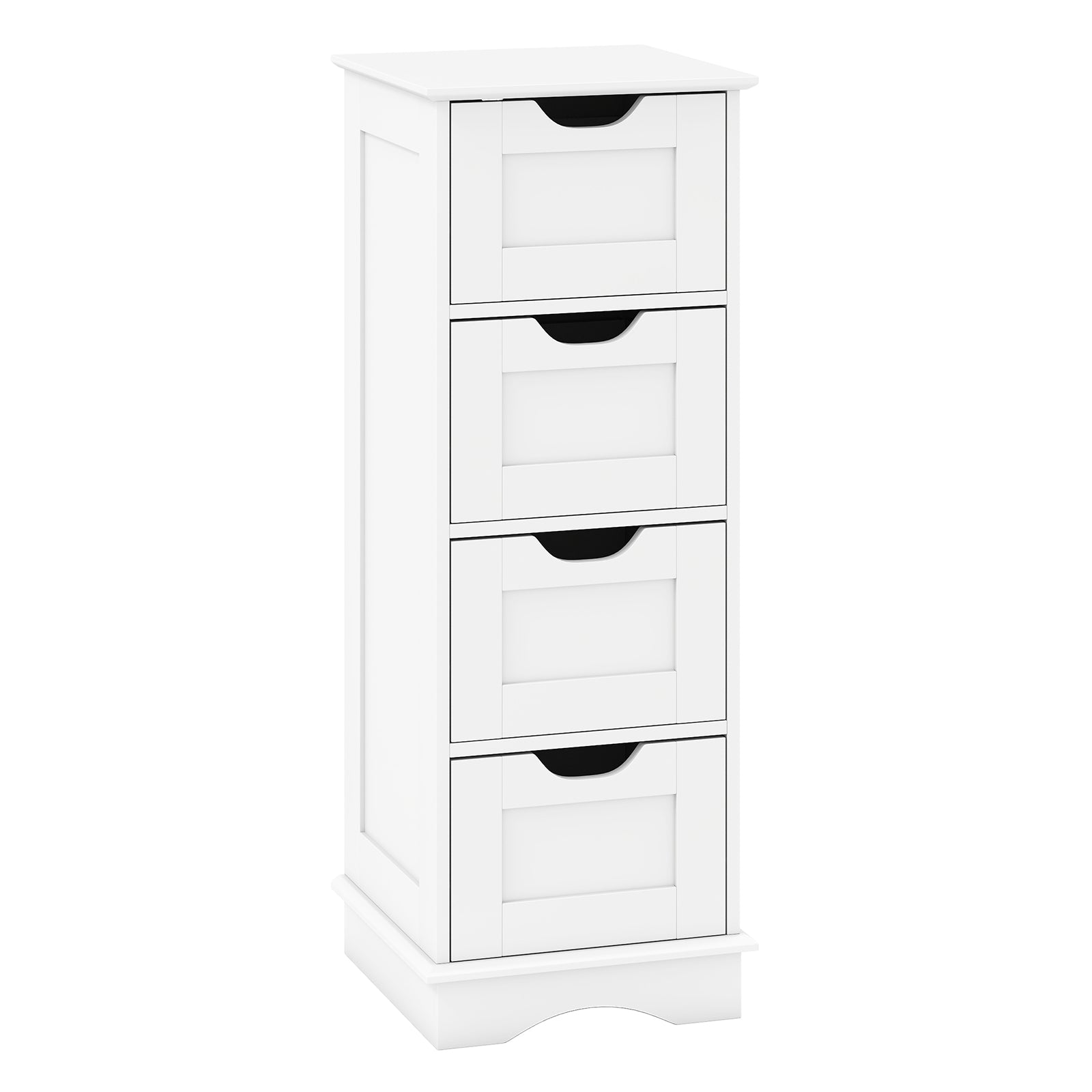 Bathroom Storage Cabinet with Cutout Handles and 4 Drawers-White
