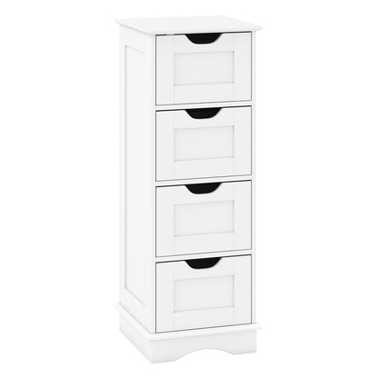 Bathroom Storage Cabinet with Cutout Handles and 4 Drawers-White
