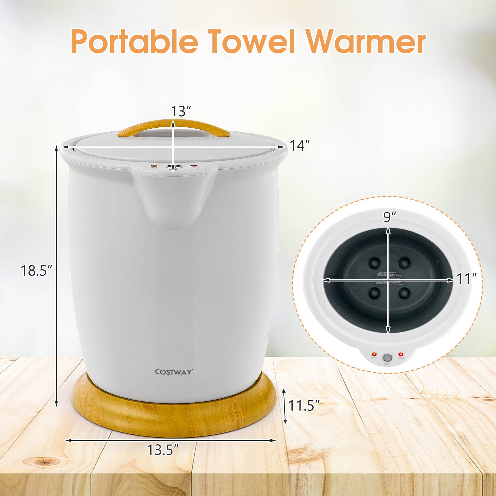 Bathroom Towel Warmer Bucket with Fragrance Holder and Auto Shut-White - Gray