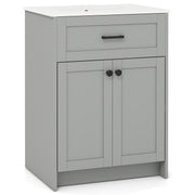 Bathroom Vanity Unit with Basin and 2 Doors-Gray