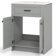 Bathroom Vanity Unit with Basin and 2 Doors-Gray