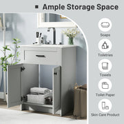 Bathroom Vanity Unit with Basin and 2 Doors-Gray