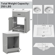 Bathroom Vanity Unit with Basin and 2 Doors-Gray