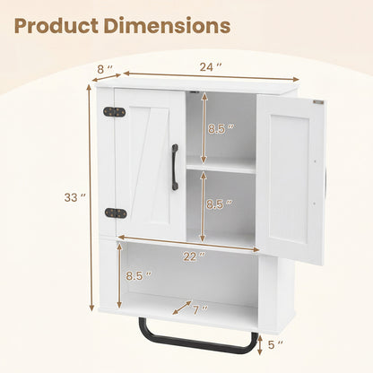 Bathroom Wall Cabinet with Barn Doors and Towel Bar