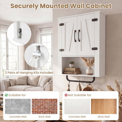 Bathroom Wall Cabinet with Barn Doors and Towel Bar