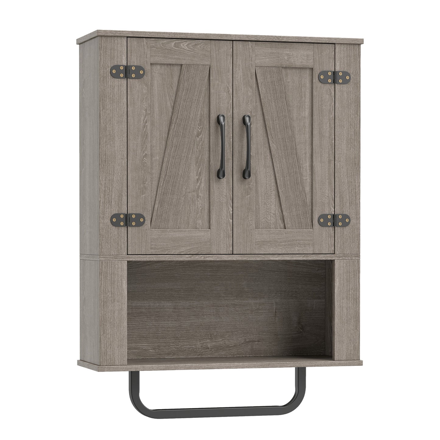Bathroom Wall Cabinet with Barn Doors and Towel Bar