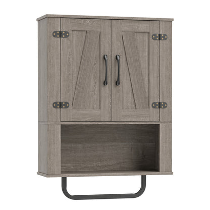 Bathroom Wall Cabinet with Barn Doors and Towel Bar