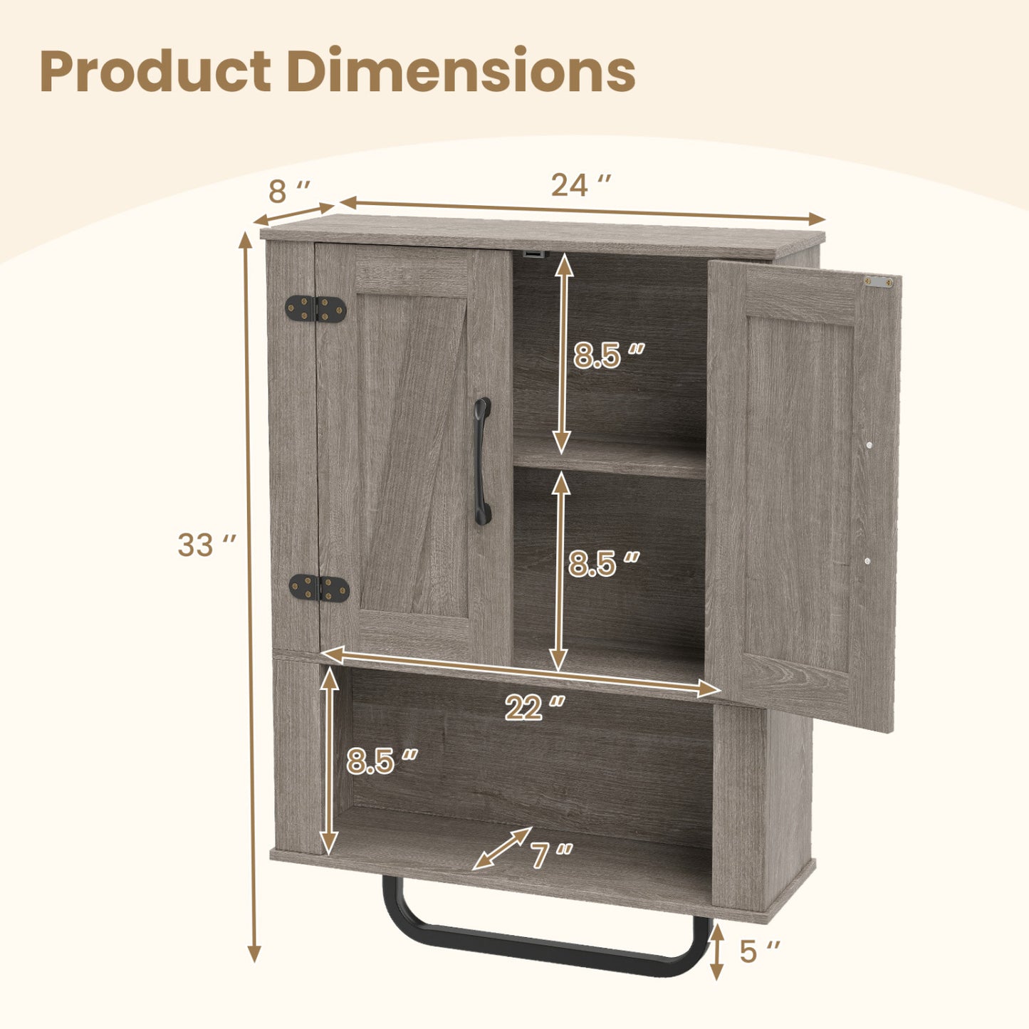 Bathroom Wall Cabinet with Barn Doors and Towel Bar
