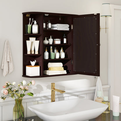 Bathroom Wall Cabinet with Mirror Door and Adjustable Shelves
