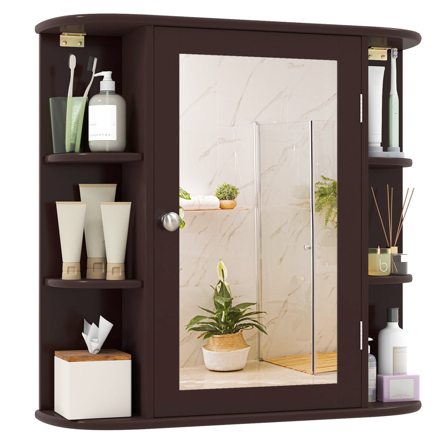 Bathroom Wall Cabinet with Mirror Door and Adjustable Shelves