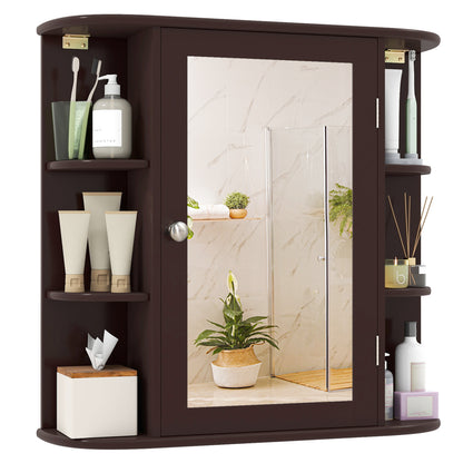 Bathroom Wall Cabinet with Mirror Door and Adjustable Shelves
