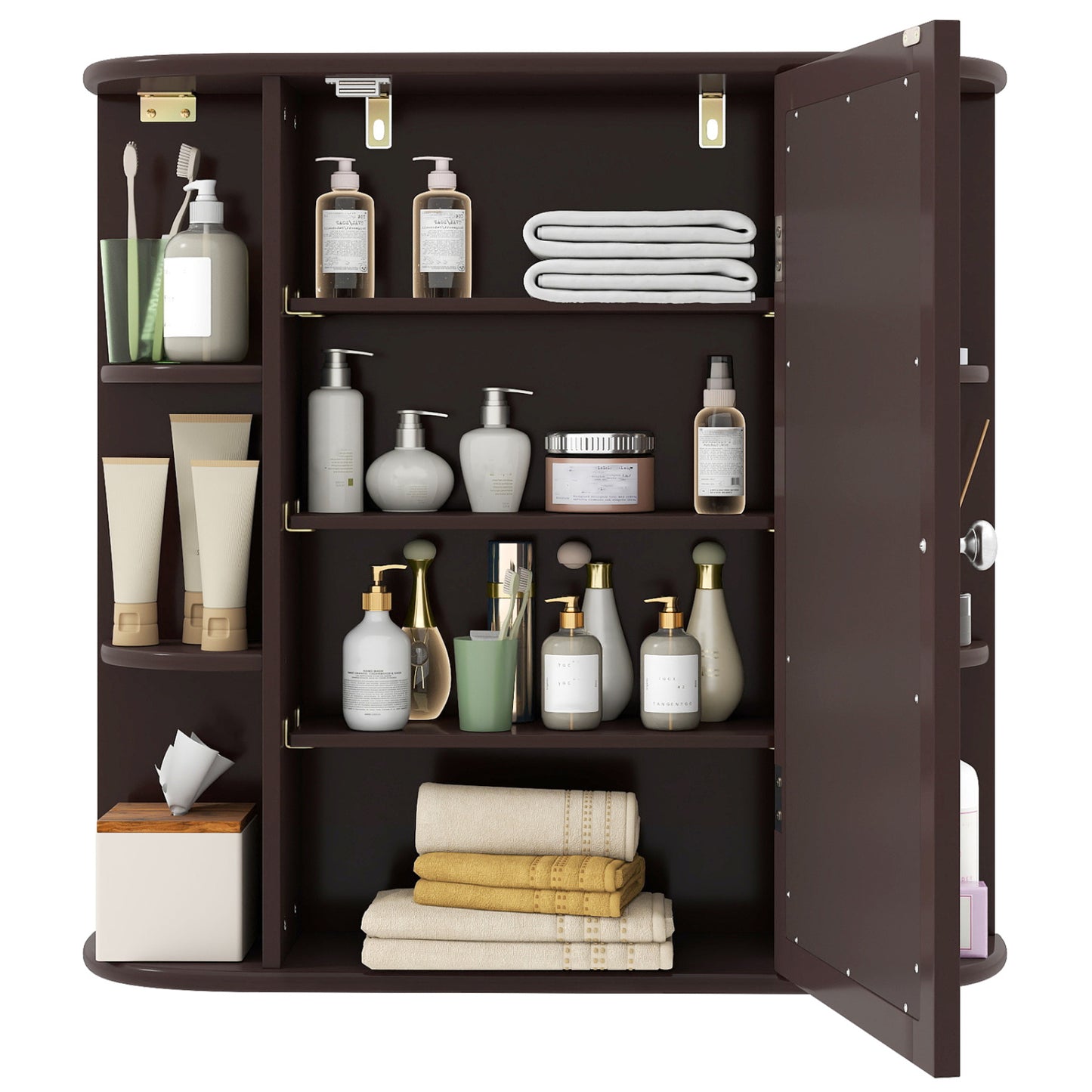 Bathroom Wall Cabinet with Mirror Door and Adjustable Shelves