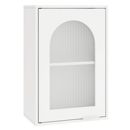 Bathroom Wall Cabinet with Tempered Glass Door and Adjustable Shelf-White