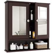 Bathroom Wall Mount Mirror Cabinet Organizer-Brown