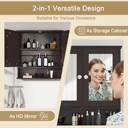 Bathroom Wall Mount Mirror Cabinet Organizer-Brown