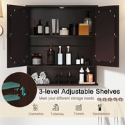 Bathroom Wall Mount Mirror Cabinet Organizer-Brown