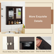 Bathroom Wall Mount Mirror Cabinet Organizer-Brown