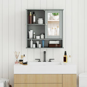 Bathroom Wall Mount Mirror Cabinet Organizer-Gray