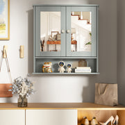 Bathroom Wall Mount Mirror Cabinet Organizer-Gray