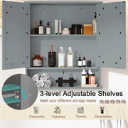 Bathroom Wall Mount Mirror Cabinet Organizer-Gray