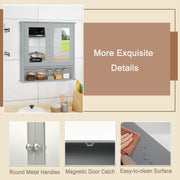 Bathroom Wall Mount Mirror Cabinet Organizer-Gray