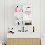 Bathroom Wall Mount Mirror Cabinet Organizer-White