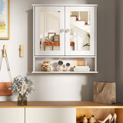 Bathroom Wall Mount Mirror Cabinet Organizer-White
